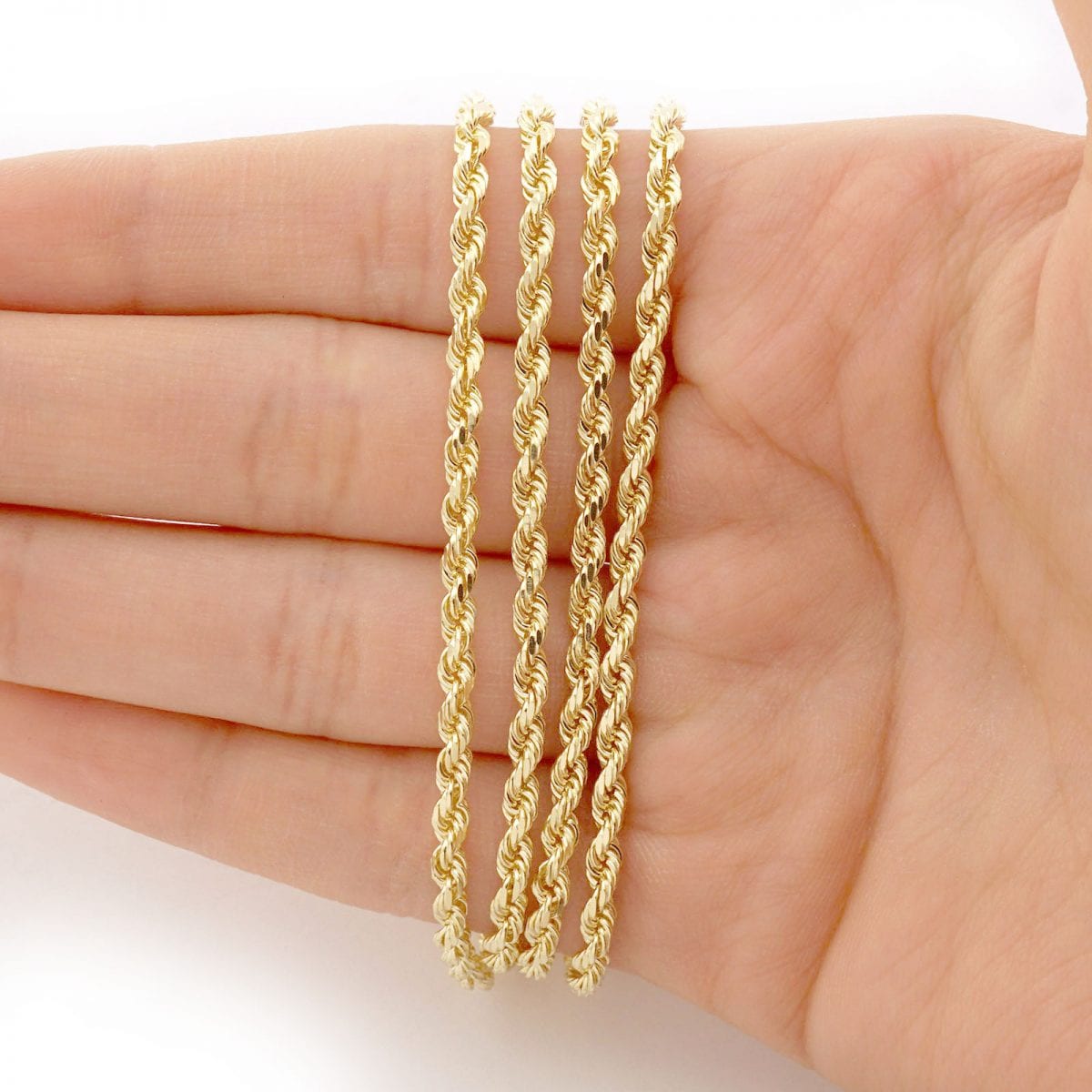 14k Yellow Gold Solid Diamond Cut Rope Chain Necklace Various Sizes –  Direct Source Gold & Diamond