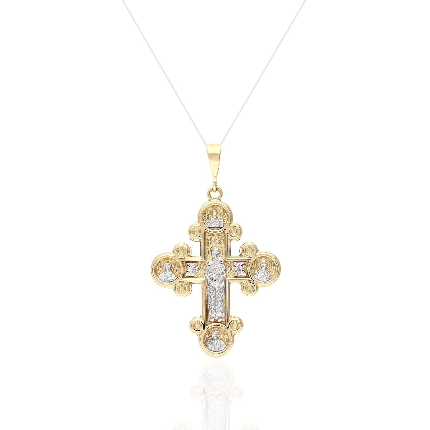 14k Yellow And White Gold Four Way Medal Miraculous Religious Cross Pendant Wjd Exclusives