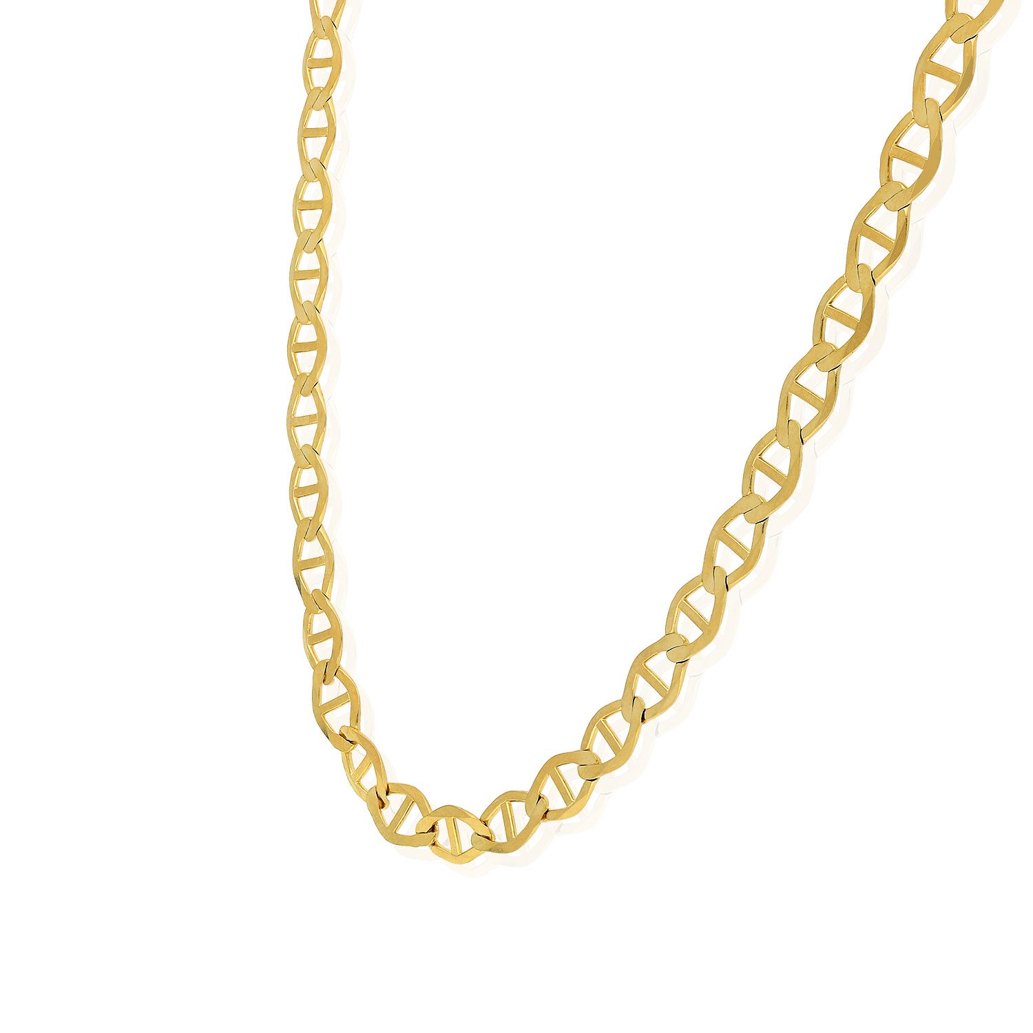 Solid 14K Yellow Gold Mariner Link Chain Flat Mariner Chain 