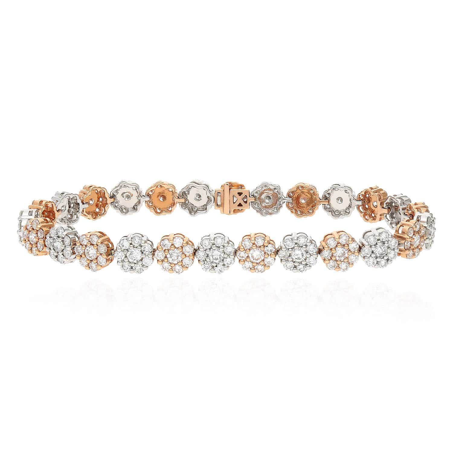 Details about   TWO TONE GOLD FINISH IDENTIFICATION STAINLESS STEEL CLUSTER LAB DIAMOND BRACELET