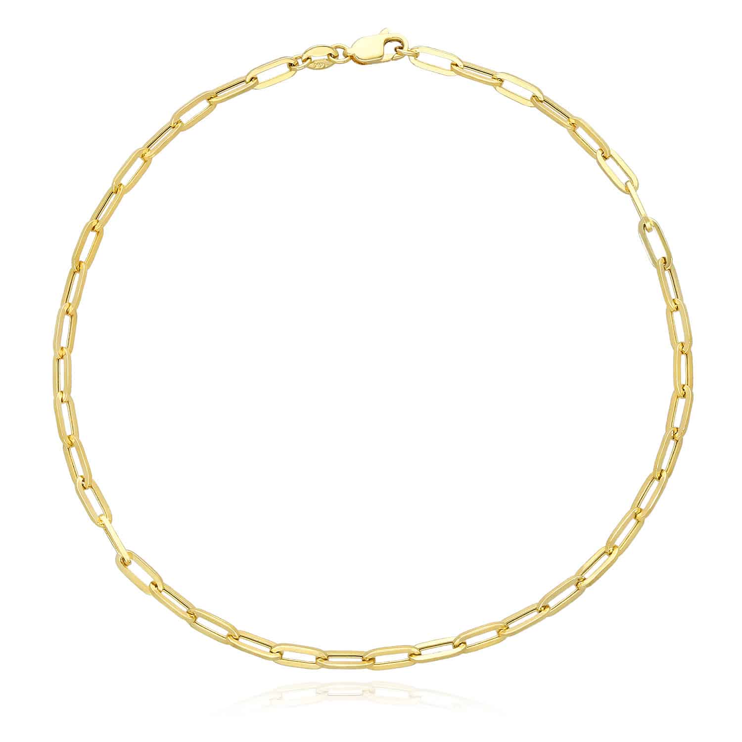 14K Yellow Gold Paperclip 3mm-4mm Anklet Bracelet 10″ | WJD Exclusives