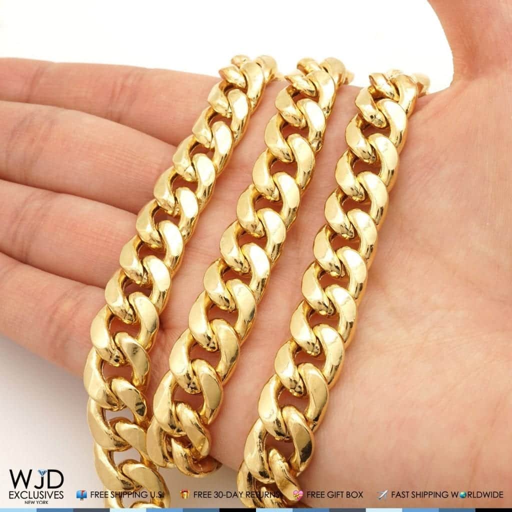 10K Yellow Gold Hollow 10mm Miami Cuban Link Chain Necklace 26" 