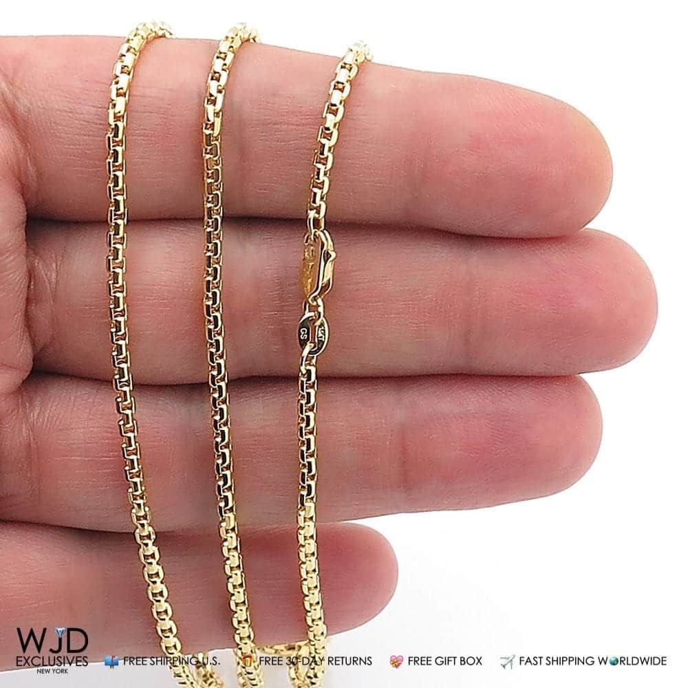 14K Yellow Gold Round Box Chain Necklace 16 24 